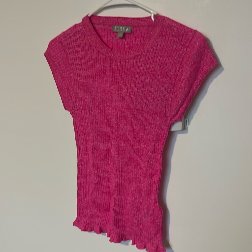 J. Crew Pink Short Sleeved Ribbed Sweater Top, NWOT